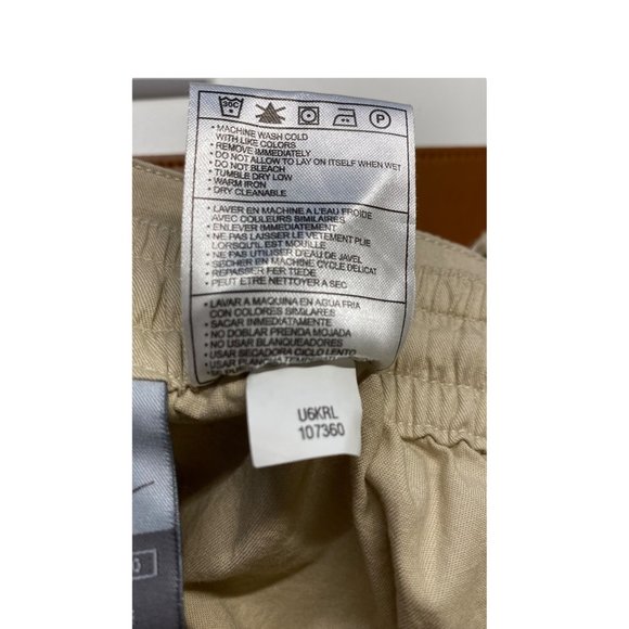 Nike Pants Women Large (12-14) Tan‎ Wide Leg Stretch Button Up Convert to Shorts - Picture 16 of 16